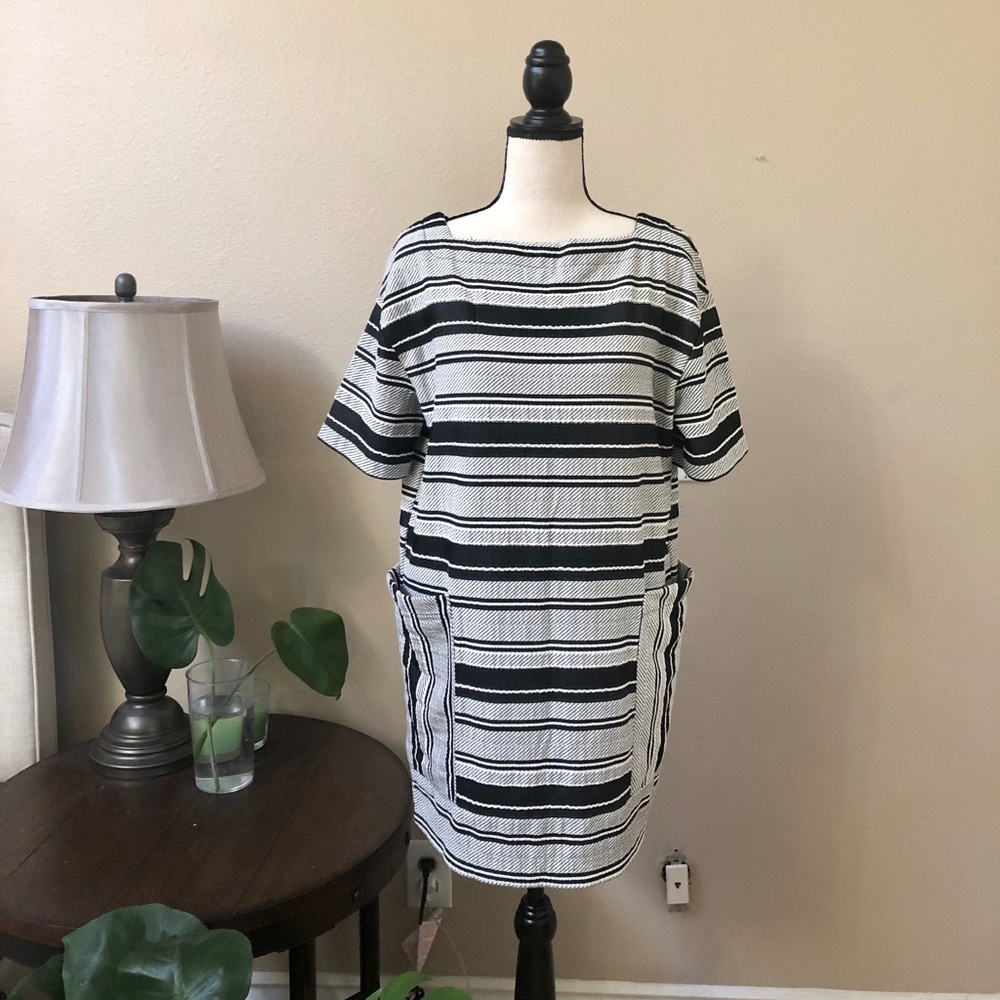 Zara Jacquard stripe dress